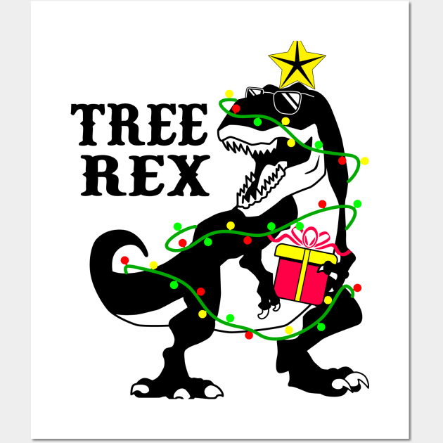 Dinosaur Christmas T-Rex Wall Art by FUNNYTIMES